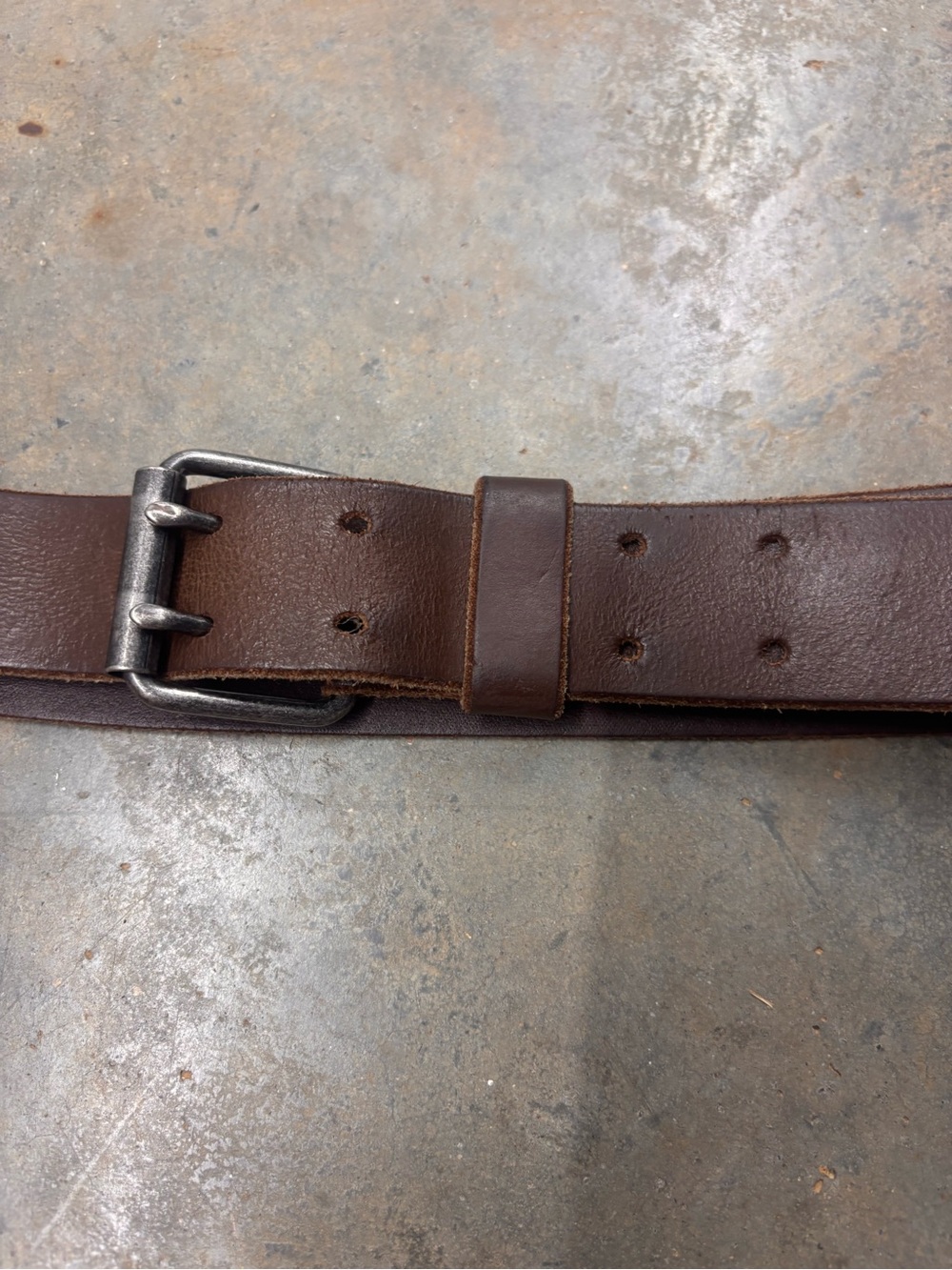 GAP Vintage Dark Brown Heavyweight Cow Leather Double Prong Belt Womens 32 - Picture 2 of 5